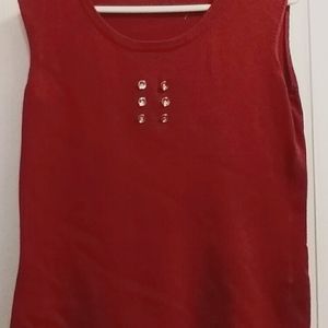 AK Anne Klein Cranberry Sleeveless XL Button